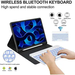 Keyboard Case for iPad Air 5th/4th Generation 2022 2020, 7 Color Backlit - Detachable Wireless Keyboard - Auto Wake/Sleep - Slim Folio Cover with Pencil Holder, Support  Pencil Charging, Green