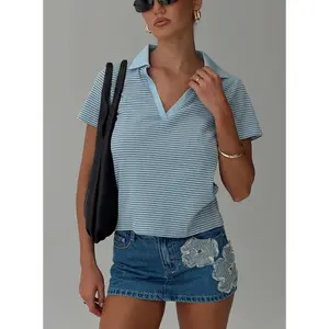 Ralphy Collared Top Blue Stripe