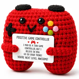 Crochet Game Controller Desk Decor Gift with Encouragement Card – Gamer Gift for Him, Boyfriend Gift & Encouragement Gift | Gaming Desk Decor