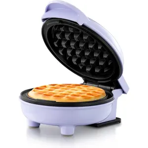 [Limited Time Deal] Housewares Personal/Mini Waffle Maker, Non-Stick Coating, Lavender - 4-inch Waffles in Minutes, Ideal for Breakfast, Brunch, Lunch or Snacks