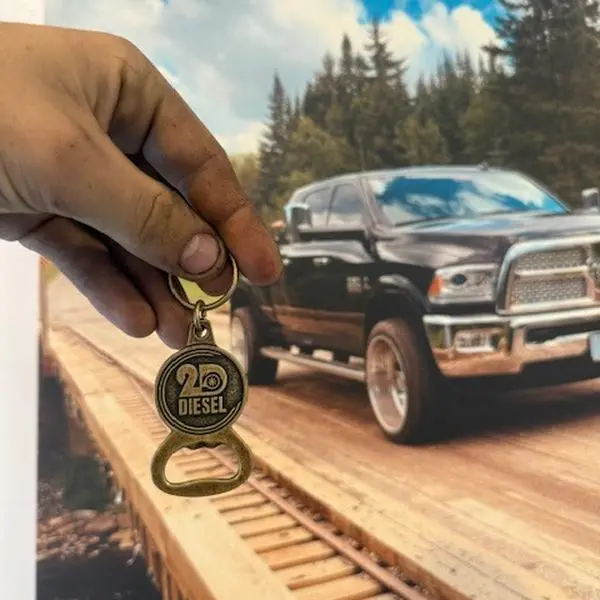 Diesel 2D Keychain with Can Opener - Key Chain Accessory for Diesel Enthusiasts No Warranty
