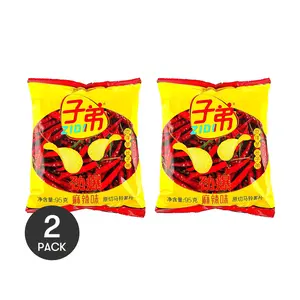 2 Pack ZIDI Mala Spicy Potato Chips 3.35 oz Each - Chinese Snack, Authentic Yunnan Style, Crispy Original Cut Slices