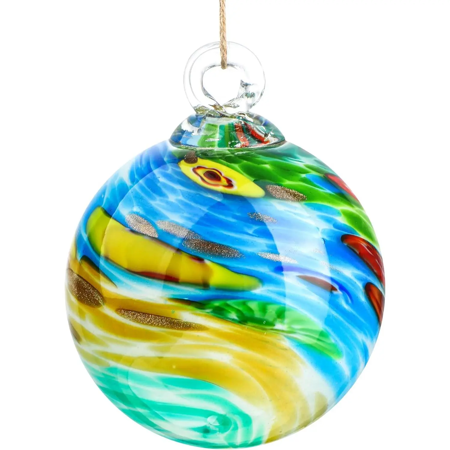4" Blown Glass Christmas Ornaments Ball for Christmas Tree, Hand Blown Glass Ornaments, Gazing Balls Witch Balls Friendship Ball