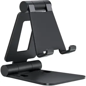 Dual Folding Phone Stand, Adjustable Foldable Desktop Cell Phone Holder Dock Compatible with iPhone 17/16/15/14/13/12/11 Pro Max, Samsung Galaxy, Nintendo Switch & All Smartphones