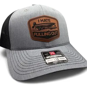 Boat hat - I Hate Pulling Out  Leather Patch Hat Trucker Hat Leather Patch Richardson 112