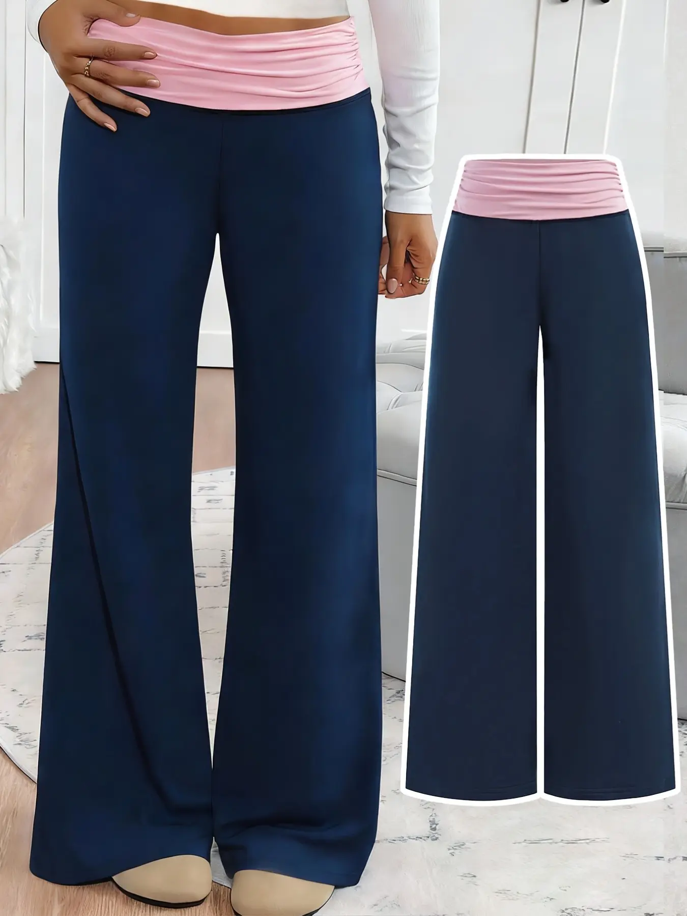 Girls' Casual Fashion Colorblock Wide Leg Sports Pants, Summer Street Style, Outdoor Long Pants, Graduation & Back-To-School Clothing, Ages 3+