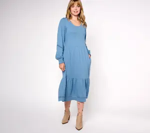 Denim & Co. Canyon Retreat Tall Easy Midi Boot Dress