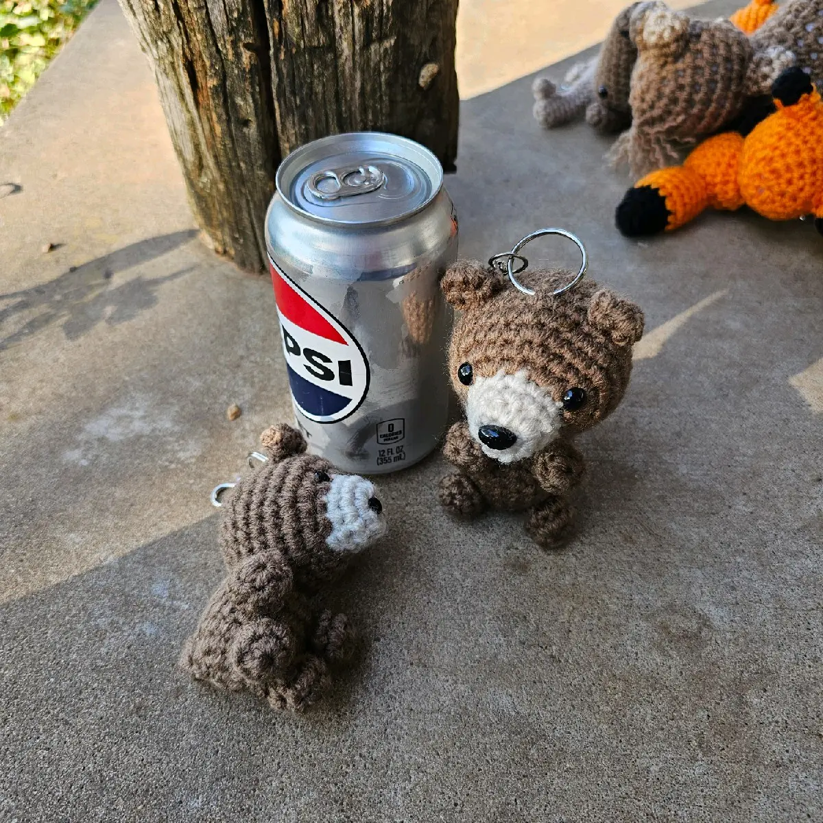 Handmade Crocheted bear Keychain for Keys, Purses, Backpacks, and Phones - Great Gift Idea