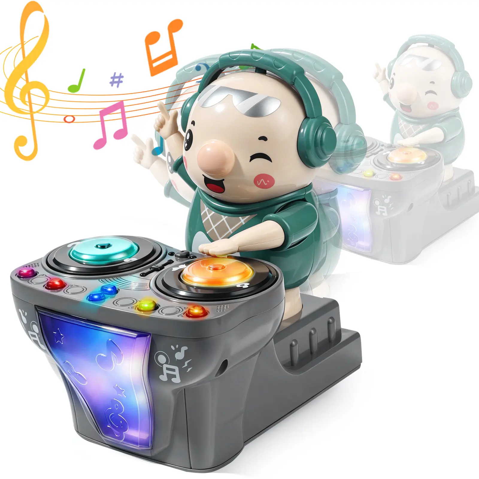 Electronic DJ Pig Toy with Music, Colorful Lights, Auto Walking & Obstacle Avoidance, Musical Entertainment Toy for Kids