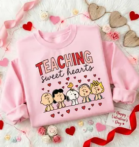 Cute Dog Valentine Teacher Shirt or Sweatshirt, Dog & Friends Valentine Day Sweatshirt, Cute Cartoon Characters Love Shirt, Valentine Gift