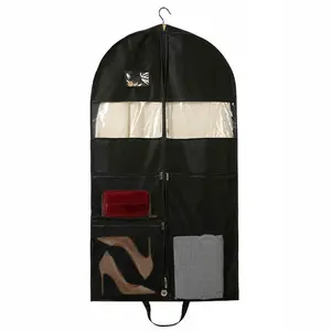 Hanging Garment Bags for Closet Costume Garment Bag with 3 Clear Zipper Pockets for Suits Dress Cover, Travel & Competitions Protector (60x10x130cm/24x4x51")