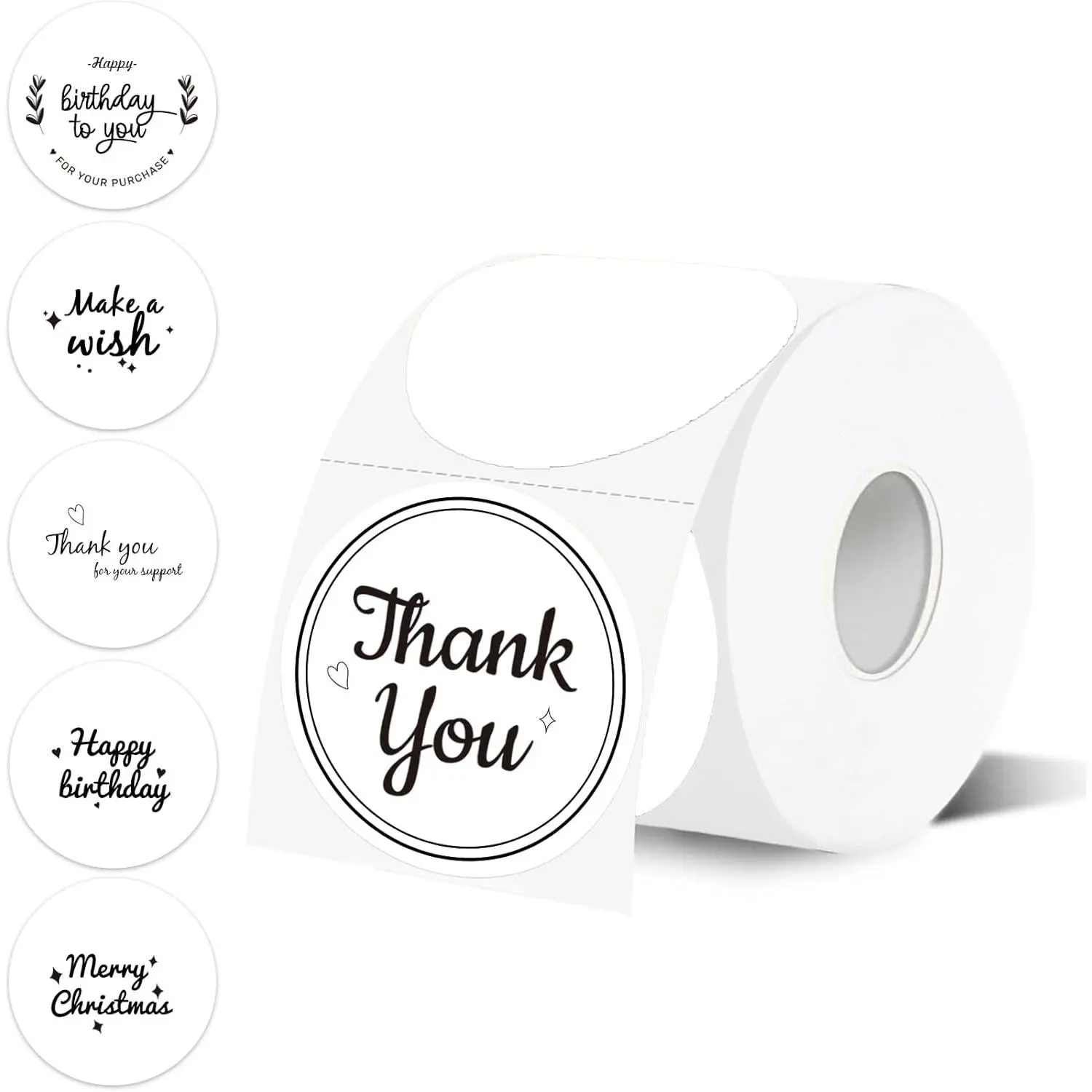 2 inch Round Thermal Label,White Circle Thermal Sticker Labels for Business and Home,Direct Thermal Printer Label for DIY Logo Design,Thanks Card,500 Labels/1 Roll