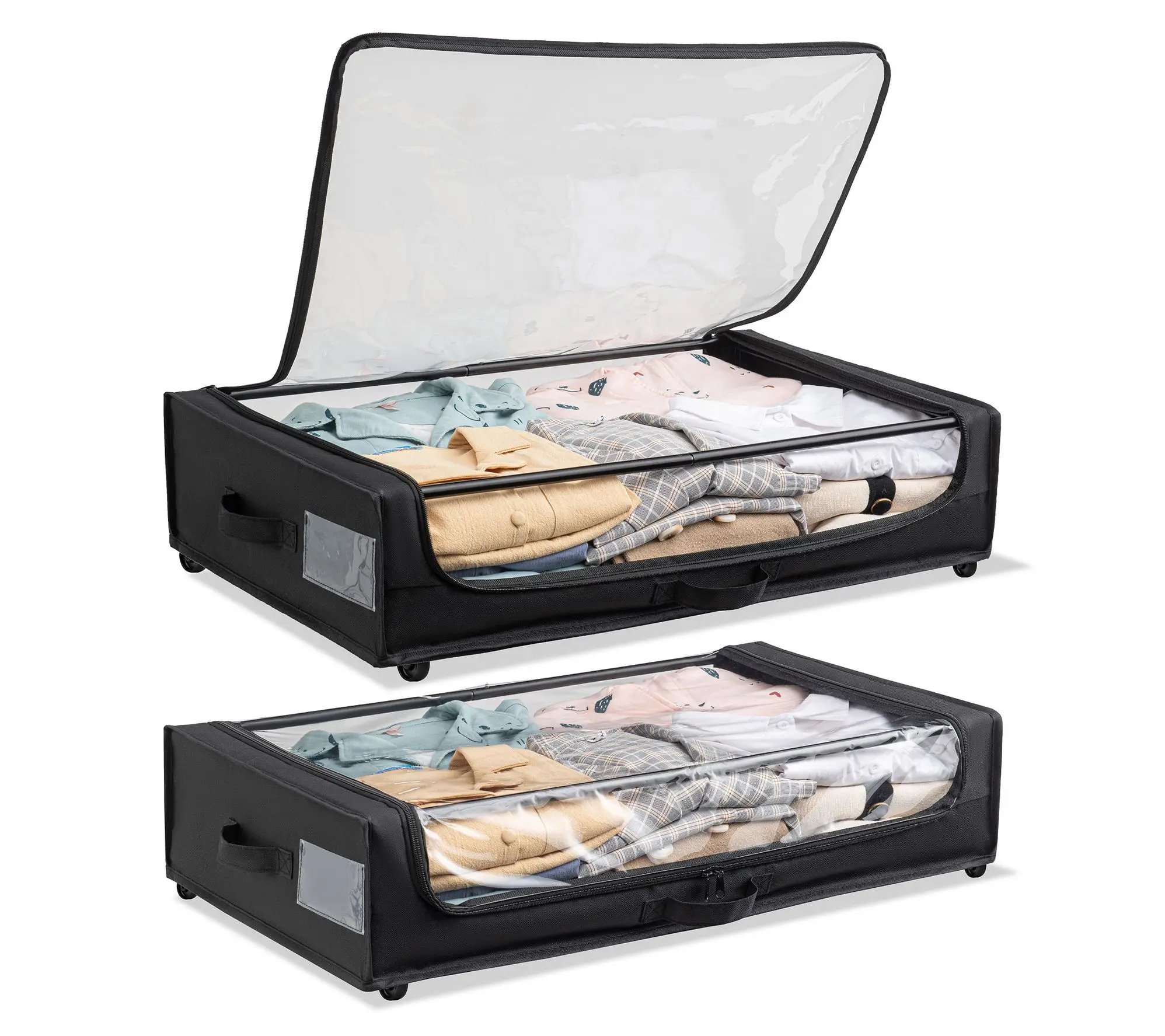 Techni Home Set of 2 Rolling Under Bed Storage Bins with Cover Techni Home Set of 2 Rolling Under Bed Storage Bins with Cover