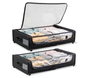 Techni Home Set of 2 Rolling Under Bed Storage Bins with Cover