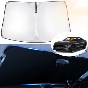 Canvcle Windshield Sun Shade for Ford Mustang Accessories 2015-2026 (NOT for Ford Mustang Mach-E) Custom Fit Sunshade Foldable Sun Visor 240T 5 Layers Protector Blocks UV Rays Keep Your Car Cooler