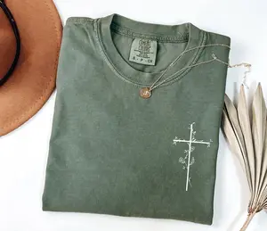 Comfort Colors Floral Cross Tshirtaesthetic Faith Shirtchristian Gift Religious Tshirt Church Group Apparel Worship Outfit Prayer Tee