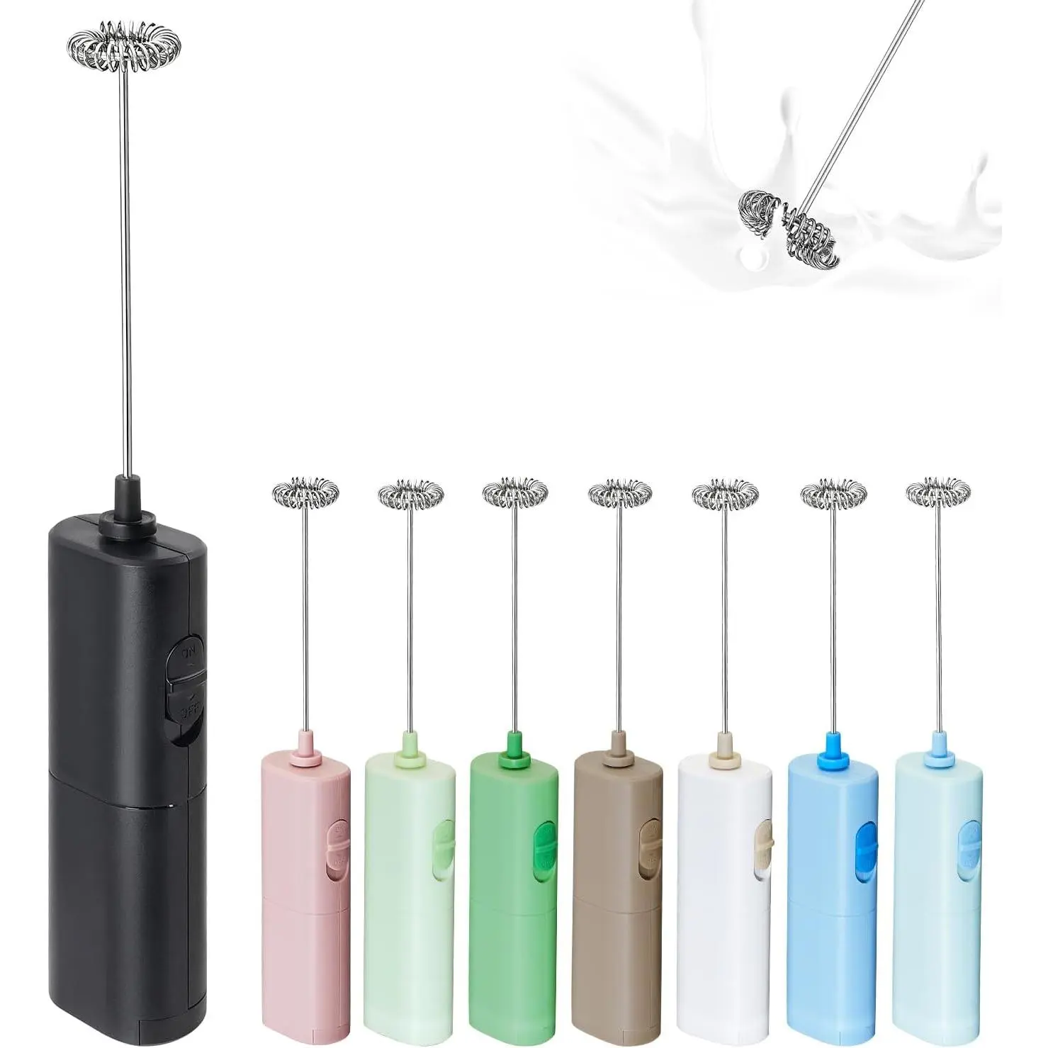 Electric Milk Frother,  Operated Drink Blender,  Maker Mixer, Milk Frother Handled for Coffee, Latte, Matcha,  (Black)