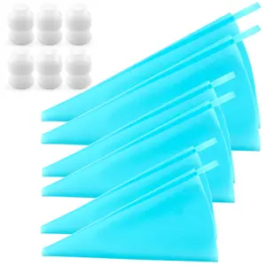Silicone Pastry Bags, 3 Sizes Reusable Icing Piping Bags Baking Cookie Cake Decorating Bags (12’’+14’’+16’’)- 6 Pack - Bonus 6 Icing Couplers Fit to Standard Size Tips