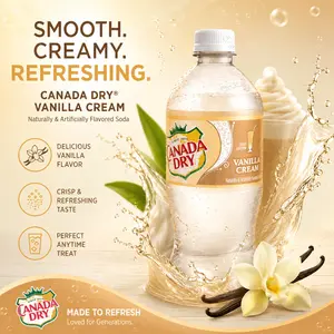 Canada Dry Vanilla Cream Sweet Beverage - Sparkling Effervescence & Thirst Quencher Taffy Flavor Drink Soda