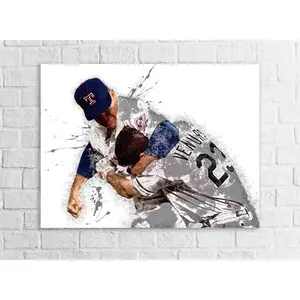Nolan Ryan vs Robin Ventura Fight Poster, Texas Rangers, Gallery Canvas Wrap or Museum-Quality Poster, Man Cave, Kids room, Office