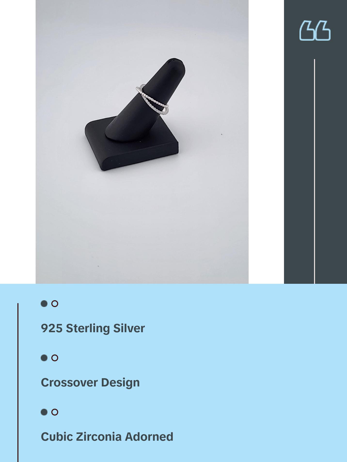 Brand New Sterling Silver 925 Crossover Ring