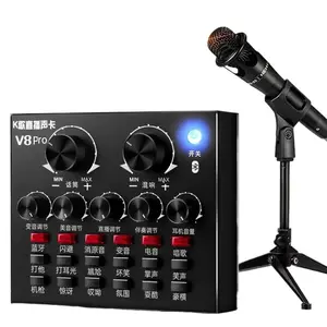 Complete V8 Sound Card Bundle with Mic for Phone Live Streaming Singing and Karaoke