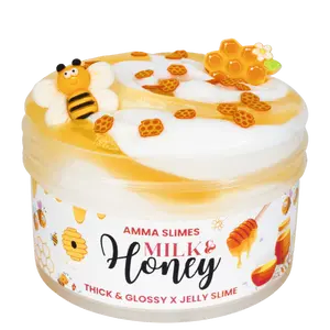 Amma Slimes • Milk & Honey Thick and Glossy x Jelly Slime • Scented DIY Slime Kit Soft Squishy