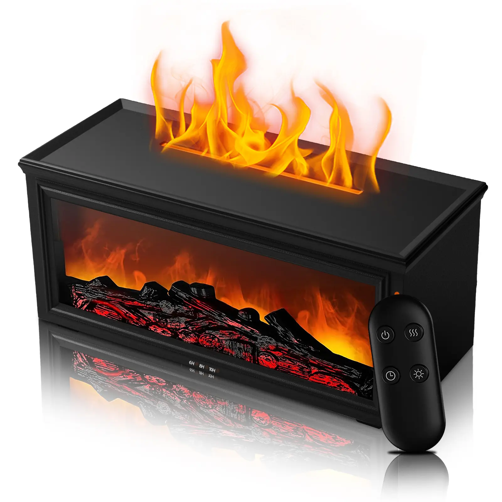 Fireplace Flame Air Diffuser Humidifier,7 Colors Aromatherapy Essential Oil Diffuser,Ultrasonic Aroma Humidifier with Timer for Home,Bedroom,Office,Yoga (Black, L)