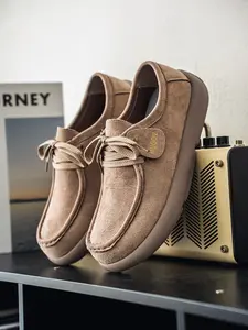 1 Pair Men's Retro Suede Wallabee Shoes | Workwear Casual Style | 3 Color Options + Suede Upper + Cushioned Platform | Daily Commute / Street Style / Weekend Outings, Versatile & Stylish Casual Shoes