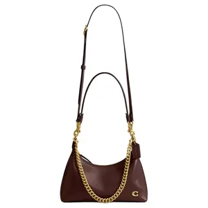 COACH Juliet 25 Leather Tote Bag with Detachable Strap and Metal Logo for Women in Maple Color