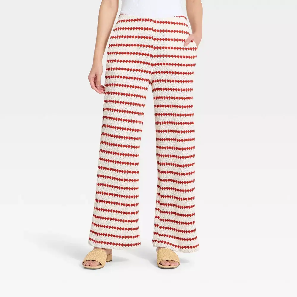 Women's Casual Textured Pull-On Pants - A