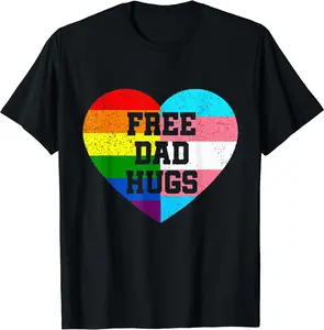 100% Cotton Lgbt Flag Proud Dad Free Dad Hugs Gay Lesbian Pride Pop Rock, Hip Hop TShirt Hoodie Tshirt Sweatshirt