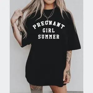 Summer Statement Maternity Tee Featuring Bold Black Pregnancy Announcement Design for Expecting Mothers