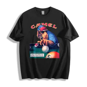 Retro Vintage Style Unisex T-Shirt Camel Smoking Pool Player Graphic Summer Casual Wear Gift For Men Women And Billiards Enthusiasts