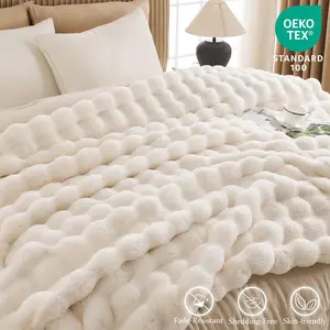 Raybee MarshMellow Comforter - Soft Cozy Blanket for Couch, 750GSM  Fluffy Faux Rabbit Fur Blanket for Bed Sofa Living Room,Thick Warm Plush Women Girls Birthday Gifts