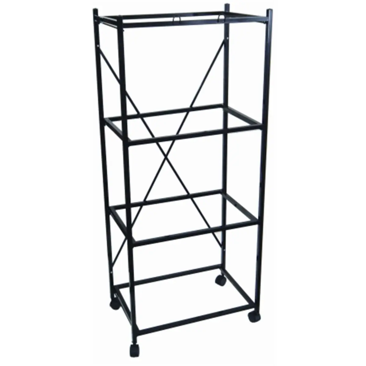 212 MAIN Black Powder-Coated 4-Shelf Small Bird Breeding Stand with Heavy-Duty Casters, 59" H x 26" W x 16.5" D, Cage-Holding Design, Assembly Required, Holds 4 Units