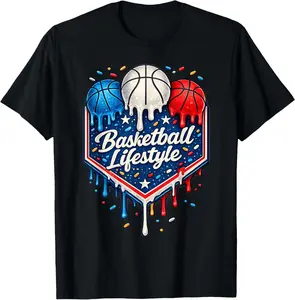 Basketball Life Style Drip Ice Cream American US Flag T-Shirt Kids graphic tee