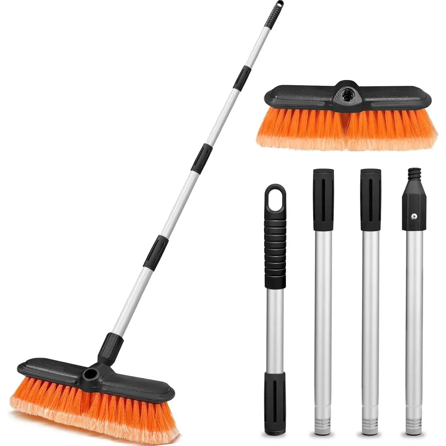 65"  Wash Brush with Extension Pole,  Wash 10 Dip Soft Brush, No Scratch  Cleaning Brush Supplies for RV Boat  SUV, House Siding, Snow, Floors, Extension  Alloy
