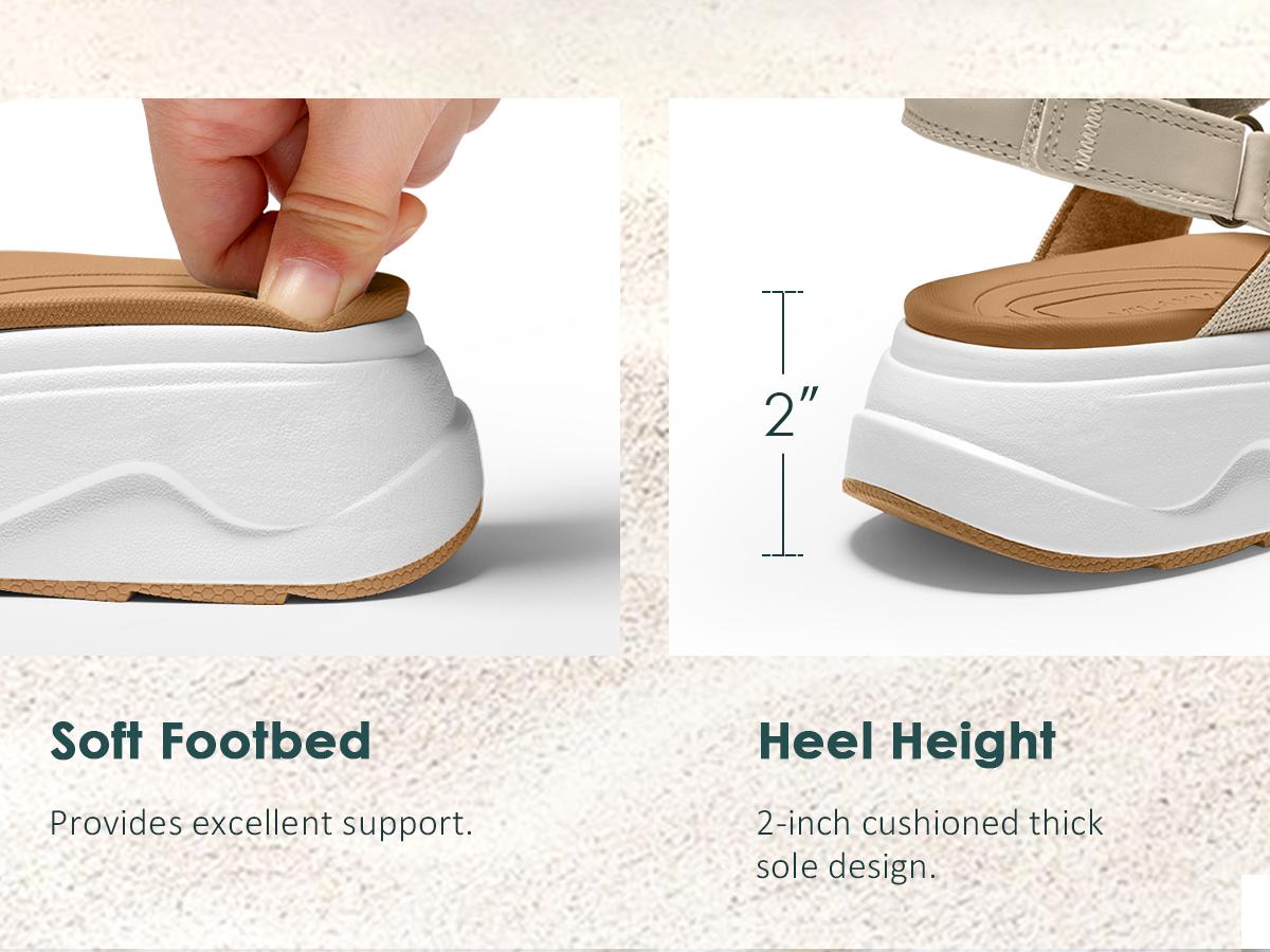 Vilanva Womens Platform Walking Sandals with Arch Support Comfortable Orthotic Wedge Sandals for Plantar Fasciitis Relief Casual Criss Cross Strappy for 2026 Summer trendy Outfits