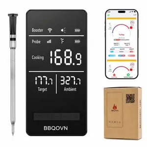 Wireless Smart WiFi Digital Meat Thermometer - Kitchen Gadgets, Grillable Barbecue Thermometers with Long-Range Ultra-Thin Wireless Probe, for Indoor BBQ, Oven, Family Dinners & Summer Grilling Gifting
