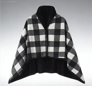 Wearable Polar Fleece Shawl Blanket with Button Closure Soft Sleeveless Plush Cape for Cozy Warmth at Home Office or During Winter Evenings warm