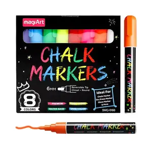 8 Pack Liquid Chalk Markers for Blackboard, Dry Erase Markers Pens for Chalkboard Calendar Window Glass, 6mm Reversible Tip, Dust-Free Chalk Pens for School Bistro Businesses Restaurants