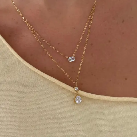 EVRY JEWELS Gold or Silver Plated Women's Glow Baby 2-Piece Necklace