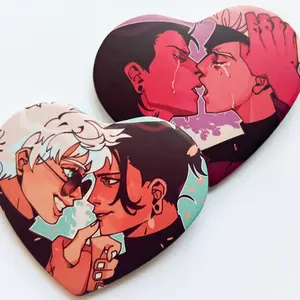 JJK SATOSUGU BLUE & PINK 2.25" HEART BUTTONS