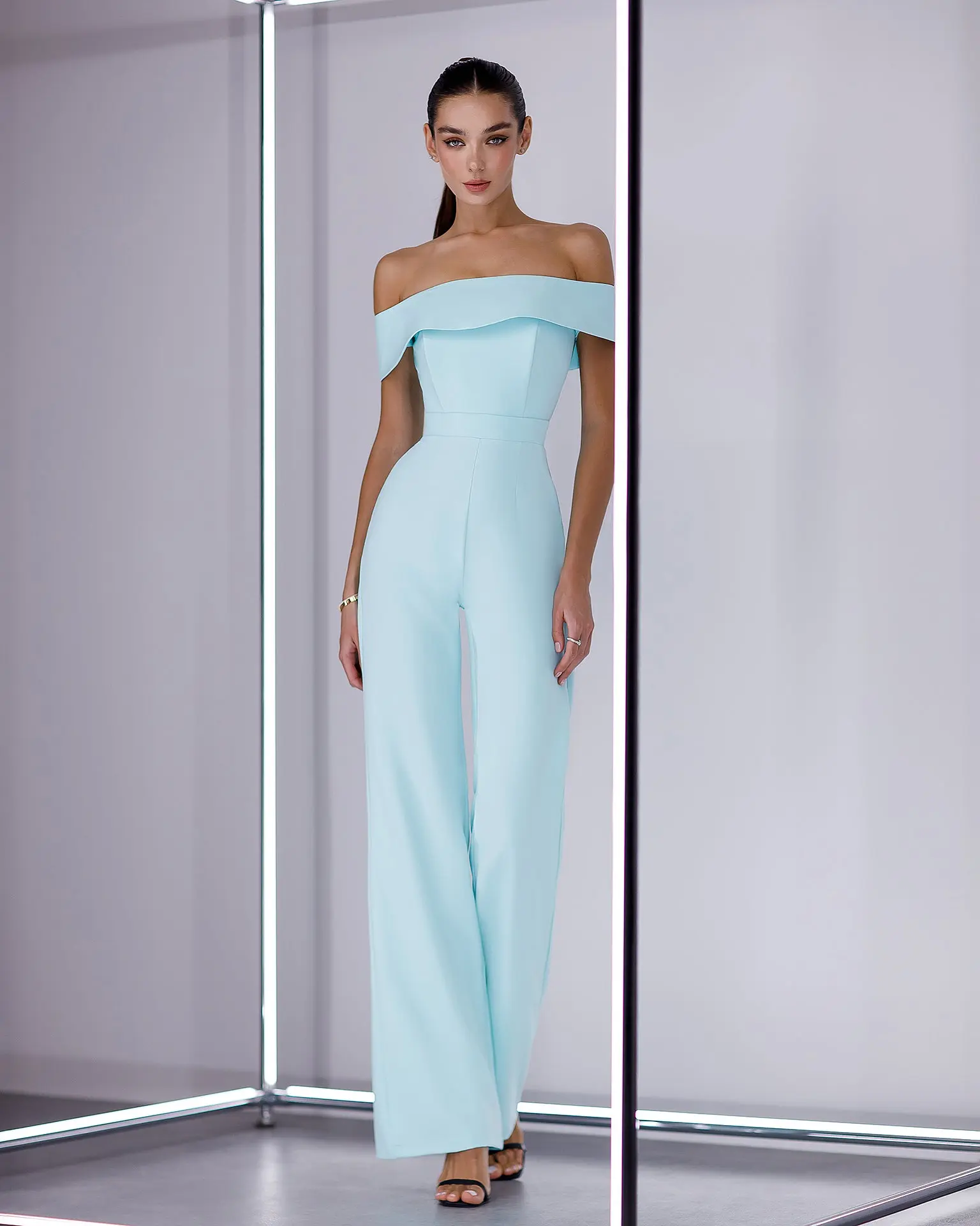 Mint Off-the-shoulder Jumpsuit