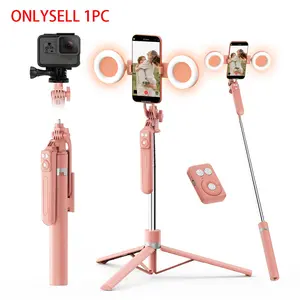 360° Rotating Extendable Phone Tripod with Dual Beauty Light, Portable Selfie Stick with Bluetooth-compatible Remote, Live Streaming Mobile Accessories, Smartphone Selfie Stick