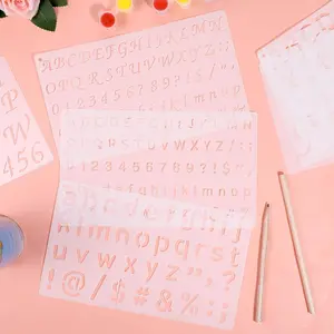 13pcs Plastic Letter Stencils for Painting 1/2 3/4 1 2 Inch Alphabet & Number Templates Reusable Durable Eco-friendly for Journal Notebook Scrapbook Diary Decor Supplies