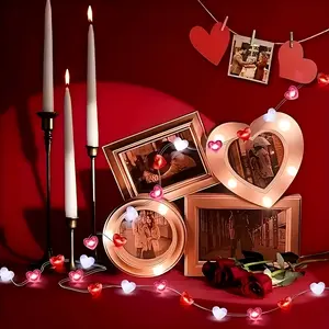 20 LED Heart Shaped String Lights, Red Pink White Hearts, Battery Operated, Perfect Mother's Day Gift & Romantic Decor for Weddings Valentine's Day Parties - Greenish.Mother's Day outdoorfun