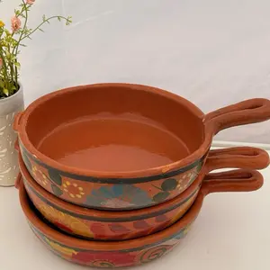 Sarten de Barro Michoacan. 11” Clay fry pan. Lead free mexican Clay Sarten