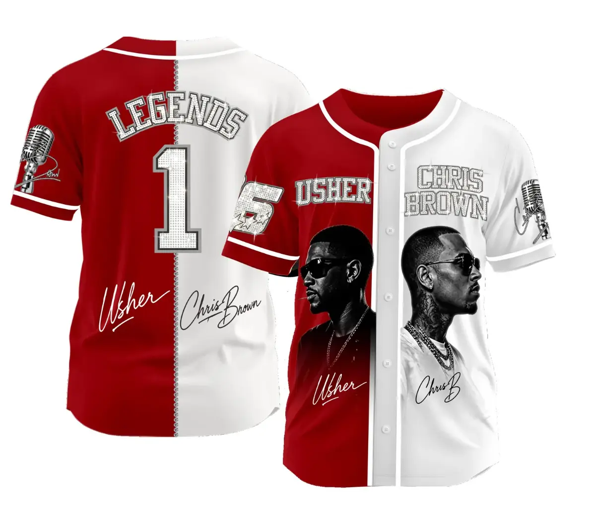 R&B Music Baseball Jersey, Custom Printed Rhinestone Effect Fan Shirt, Concert Apparel Gift